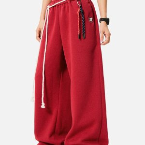 Trendy Y2K Detachable Rope Sweatpants for Comfy Coquette and Grunge Aesthetic Outfits