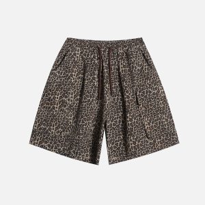 Trendy Y2K Drawstring Leopard Print Shorts for Chic Coquette and Grunge Aesthetic Outfits