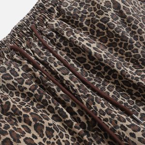 Trendy Y2K Drawstring Leopard Print Shorts for Chic Coquette and Grunge Aesthetic Outfits