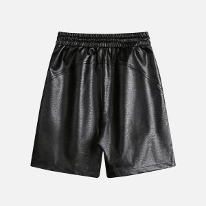 Trendy Y2K Faux Leather Drawstring Shorts for Chic Coquette and Grunge Aesthetic Outfits