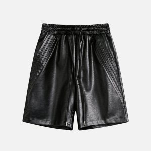 Trendy Y2K Faux Leather Drawstring Shorts for Chic Coquette and Grunge Aesthetic Outfits