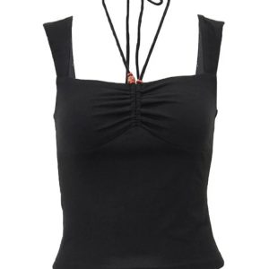 Trendy Y2K Halter Top for Coquette Aesthetic - Perfect for Cute Outfits & Grunge Style