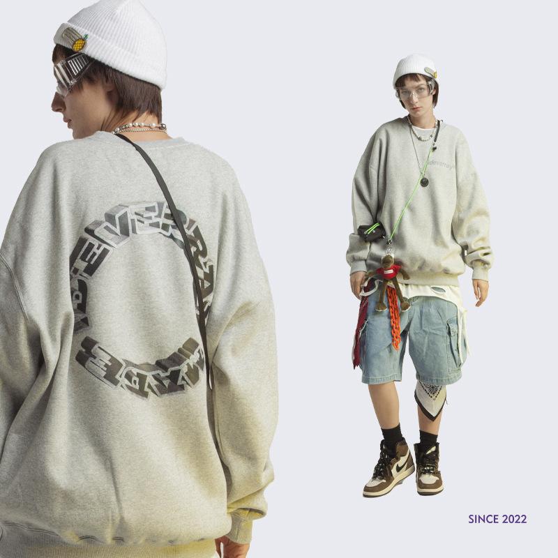 Trendy Y2K Loose Letter Printed Sweatshirt for Cozy Aesthetic Outfits