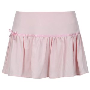 Trendy Y2K Low Rise Plain Mini Skirt for Chic Coquette and Grunge Aesthetic Outfits