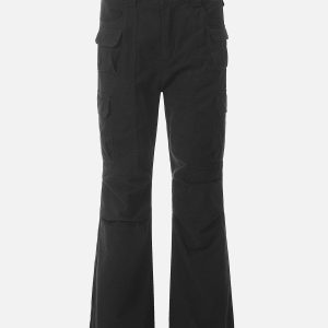 Trendy Y2K Multi-Pocket Cargo Pants for a Chic Grunge Aesthetic Look