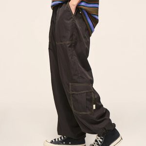 Trendy Y2K Multi Pocket Loose Cargo Pants for Effortless Coquette and Grunge Aesthetic