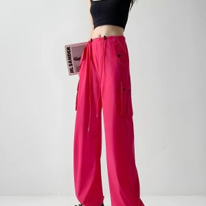 Trendy Y2K Parachute Cargo Pants for a Chic Grunge Aesthetic Look