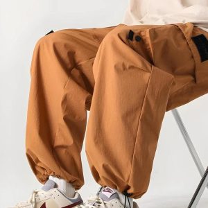 Trendy Y2K Parachute Pants for a Chic Grunge Aesthetic Look