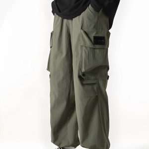 Trendy Y2K Parachute Pants for a Chic Grunge Aesthetic Look