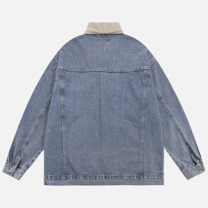 Trendy Y2K Patchwork Denim Jacket for Aesthetic Outfits and Vintage Vibes