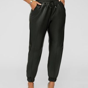 Trendy Y2K PU Pants for Grunge Aesthetic Outfits - Stylish and Comfy Fashion Essential