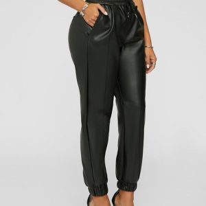 Trendy Y2K PU Pants for Grunge Aesthetic Outfits - Stylish and Comfy Fashion Essential