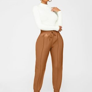 Trendy Y2K PU Pants for Grunge Aesthetic Outfits - Stylish and Comfy Fashion Essential