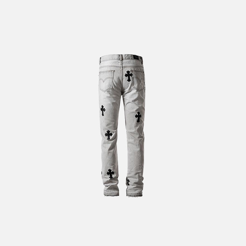 Trendy Y2K Ripped Straight-Fit Jeans for a Grunge Aesthetic Look and Comfy Style