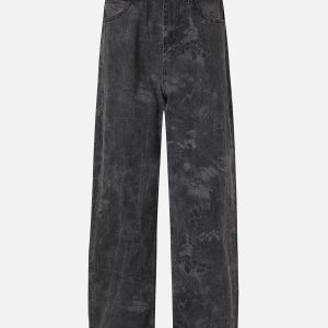 Trendy Y2K Snake Pattern Loose Jeans for a Chic Grunge Aesthetic Look