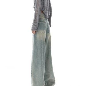 Trendy Y2K Ultra Wide-Leg Baggy Denim Jeans for Effortless Grunge Aesthetic Style