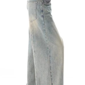 Trendy Y2K Ultra Wide-Leg Baggy Denim Jeans for Effortless Grunge Aesthetic Style