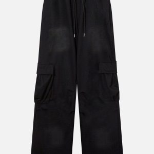 Trendy Y2K Washed Cargo Pants with Big Pockets for a Chic Grunge Aesthetic Look