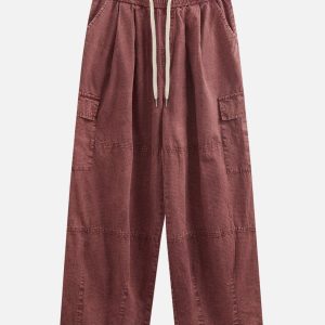 Trendy Y2K Washed Drawstring Baggy Pants for Effortless Coquette and Grunge Aesthetic