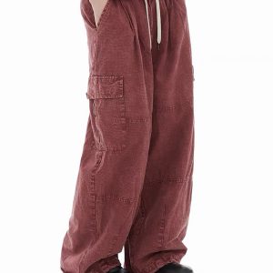 Trendy Y2K Washed Drawstring Baggy Pants for Effortless Coquette and Grunge Aesthetic