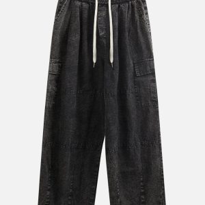 Trendy Y2K Washed Drawstring Baggy Pants for Effortless Coquette and Grunge Aesthetic