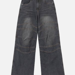 Trendy Y2K Washed Jeans for a Chic Grunge Aesthetic - Perfect for Casual Outfits