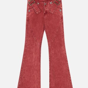 Trendy Y2K Washed Jeans for a Chic Grunge Aesthetic Look