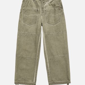 Trendy Y2K Washed Loose Jeans for a Comfy Grunge Aesthetic Look