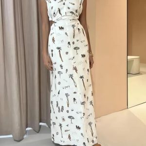 Tropical Print Knotted Maxi Dress - Y2K Aesthetic Summer Vibes for Effortless Style