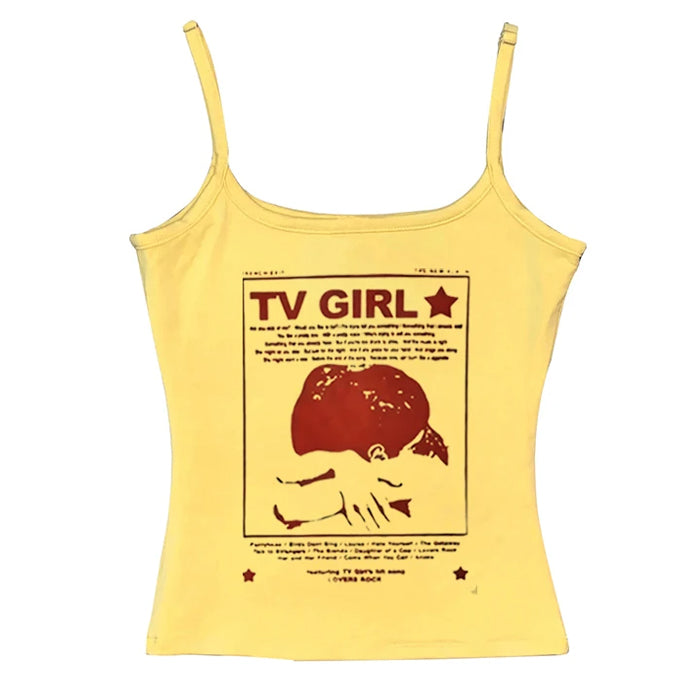 TV Girl Y2K Aesthetic Crop Top - Vintage-Inspired Y2K Fashion for Trendy Outfits