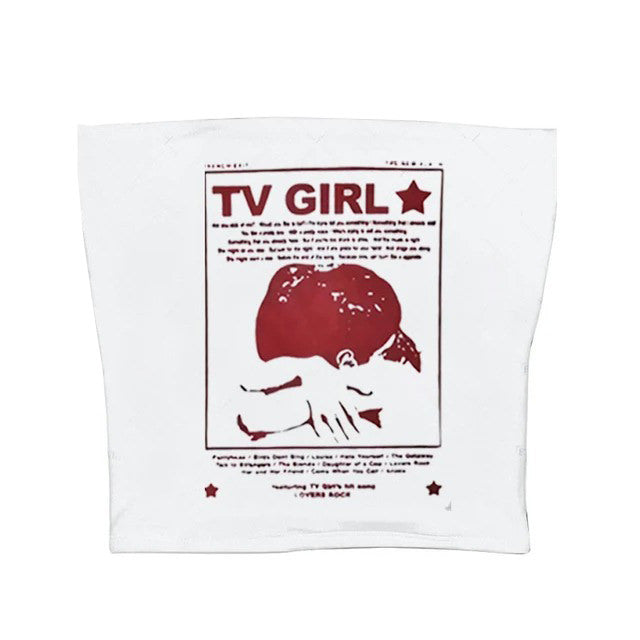 TV Girl Y2K Aesthetic Cute Crop Top for Coquette and Grunge Style Outfits