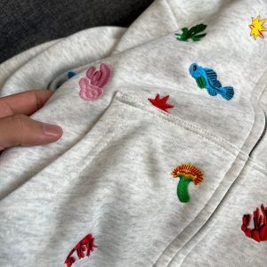 Underwater Life Embroidery Y2K Hoodie - Cute Aesthetic Top for Cozy Style