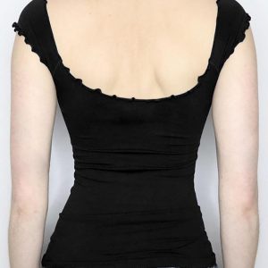 V-Neck Backless Top - Y2K Fashion Short Sleeve Cute Crop for Coquette Aesthetic Outfits