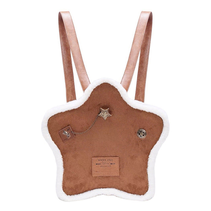 Vanilla Girl Y2K Sheepskin Star Backpack - Trendy Coquette Aesthetic Bag for Stylish Outfits