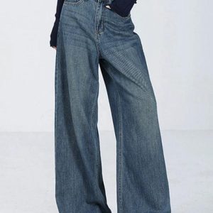 Versatile Vintage Blue High Rise Y2K Boyfriend Jeans for Trendy Aesthetic Outfits