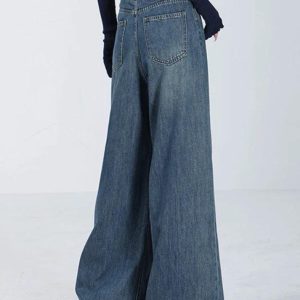 Versatile Vintage Blue High Rise Y2K Boyfriend Jeans for Trendy Aesthetic Outfits