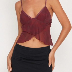 Verve Visage Y2K Aesthetic Printed Cami Top for Trendy Coquette and Grunge Outfits