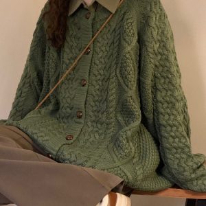 Vintage 80's Grandma Collar Cardigan - Cozy Retro Knitwear for Y2K Aesthetic Lovers