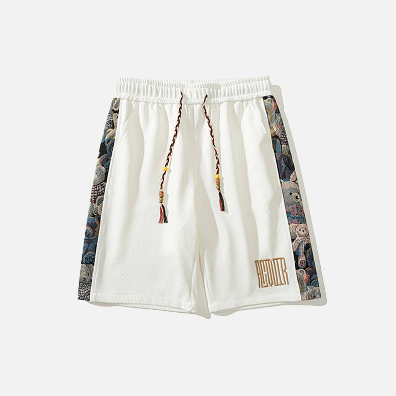 Vintage Bear Graphic Side Print Shorts - Y2K Aesthetic Cute Casual Summer Wear