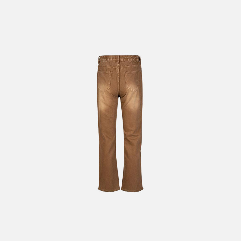 Vintage Brown Straight-Leg Jeans for Y2K Aesthetic and Grunge Style Outfits