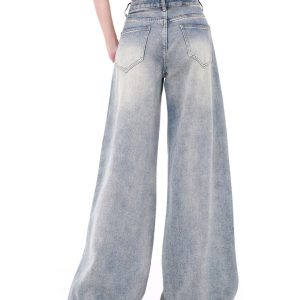 Vintage Brush Strokes Y2K Jeans for a Chic Coquette Aesthetic Look