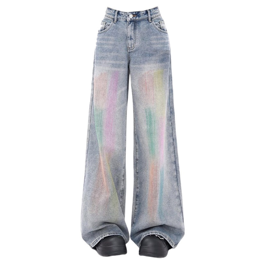 Vintage Brush Strokes Y2K Jeans for a Chic Coquette Aesthetic Look