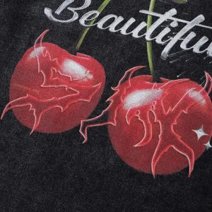 Vintage Cherry Fruit Graphic Tee - Y2K Aesthetic Cute Top for Retro Style Lovers