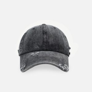 Vintage Distressed Washed Cap for Y2K Aesthetic and Grunge Style Outfits