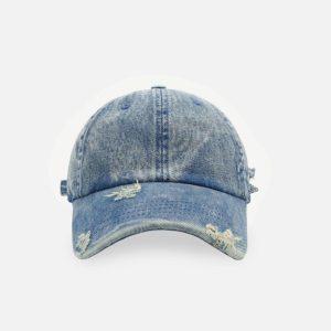 Vintage Distressed Washed Cap for Y2K Aesthetic and Grunge Style Outfits