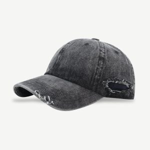 Vintage Distressed Washed Cap for Y2K Aesthetic and Grunge Style Outfits