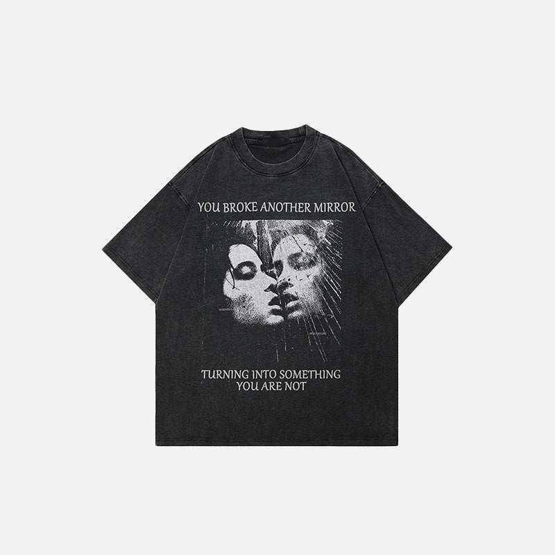 Vintage Graphic Mirror T-Shirt | Y2K Aesthetic Tee for Retro Fashion Lovers