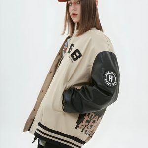 Vintage Grunge 1968 Varsity Jacket - Y2K Aesthetic Layering Essential for Retro Outfits