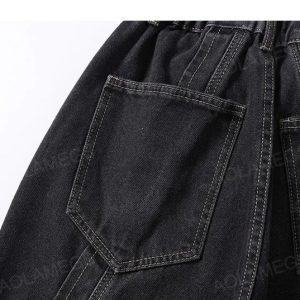 Vintage High-Waisted Loose Fit Jeans for Y2K Aesthetic and Grunge Style Outfits