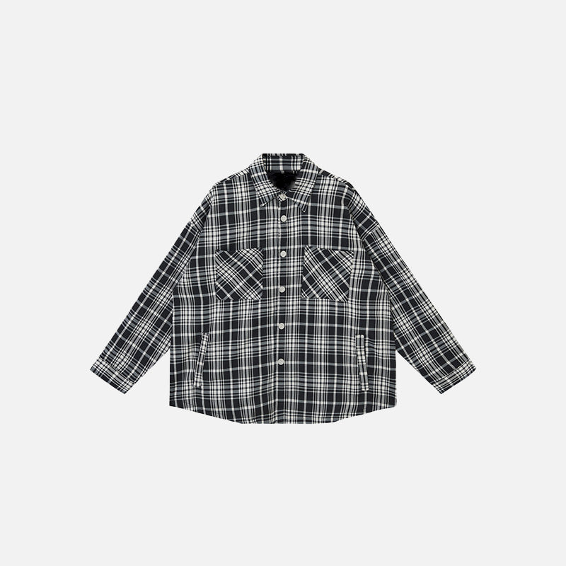 Vintage-Inspired Loose Retro Plaid Shirt for Y2K Aesthetic and Grunge Style Outfits